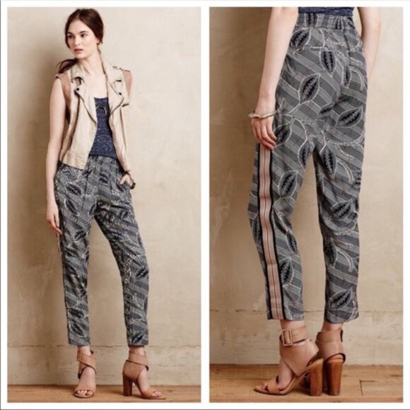 Anthropologie Hei Hei Lourinha Joggers Size S Blue Pull On Tropical Resort Boho - Picture 1 of 12